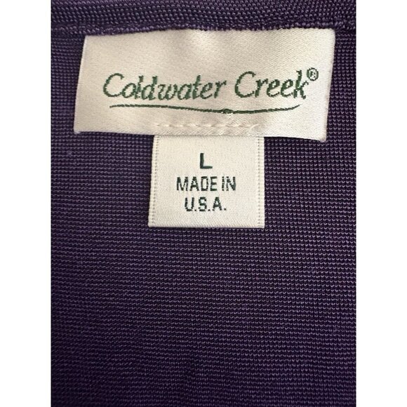 Coldwater Creek L Purple Surplice Neckline Empire Elastic Waist Short Sleeve Top - Picture 6 of 6